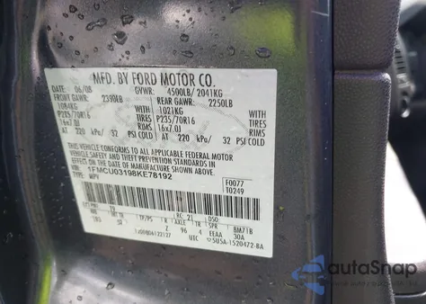 2008 Ford Escape Xlt from USA, damaged, VIN 1FMCU03198KE78192